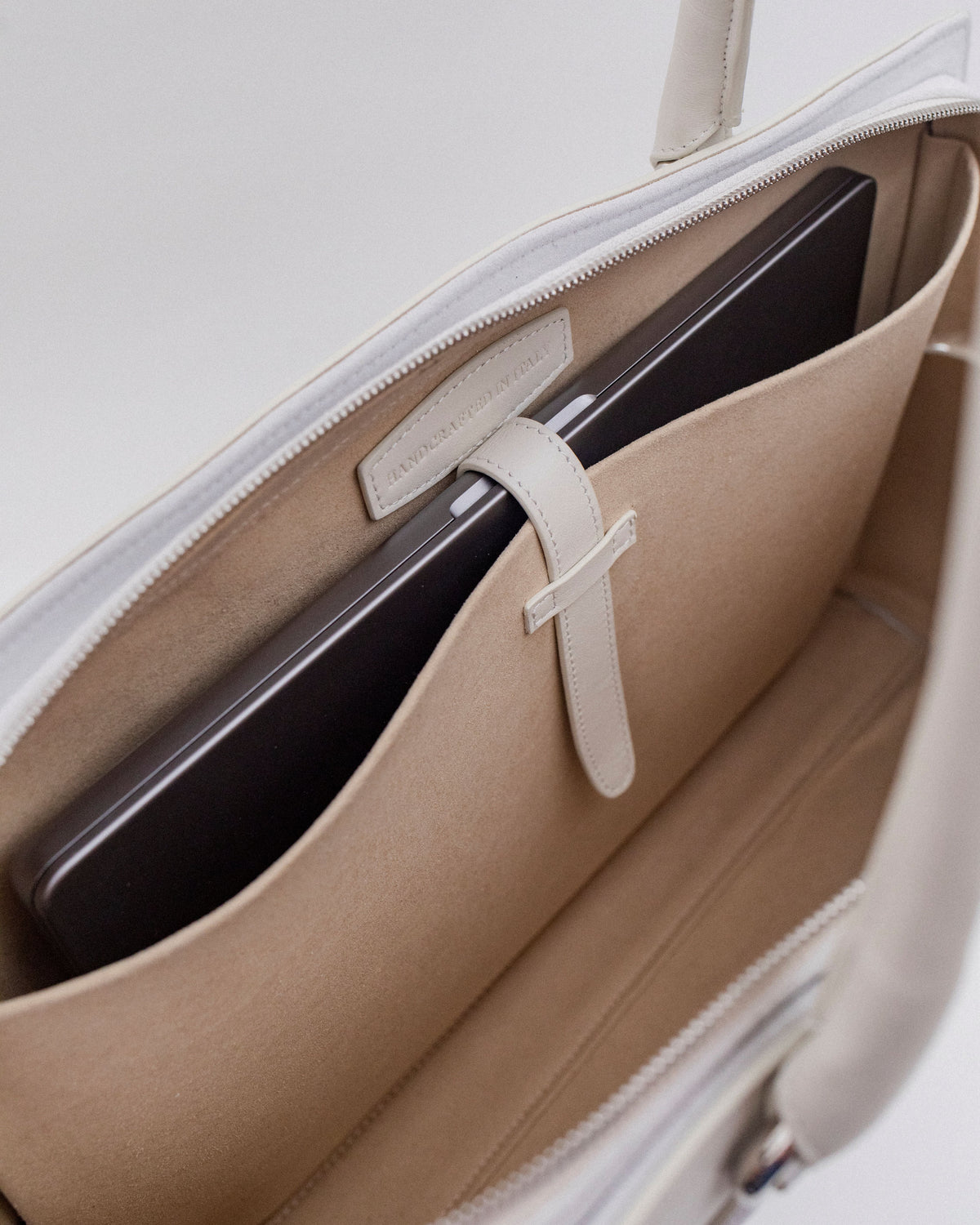 Borsa per computer | Pelle liscia Bianco